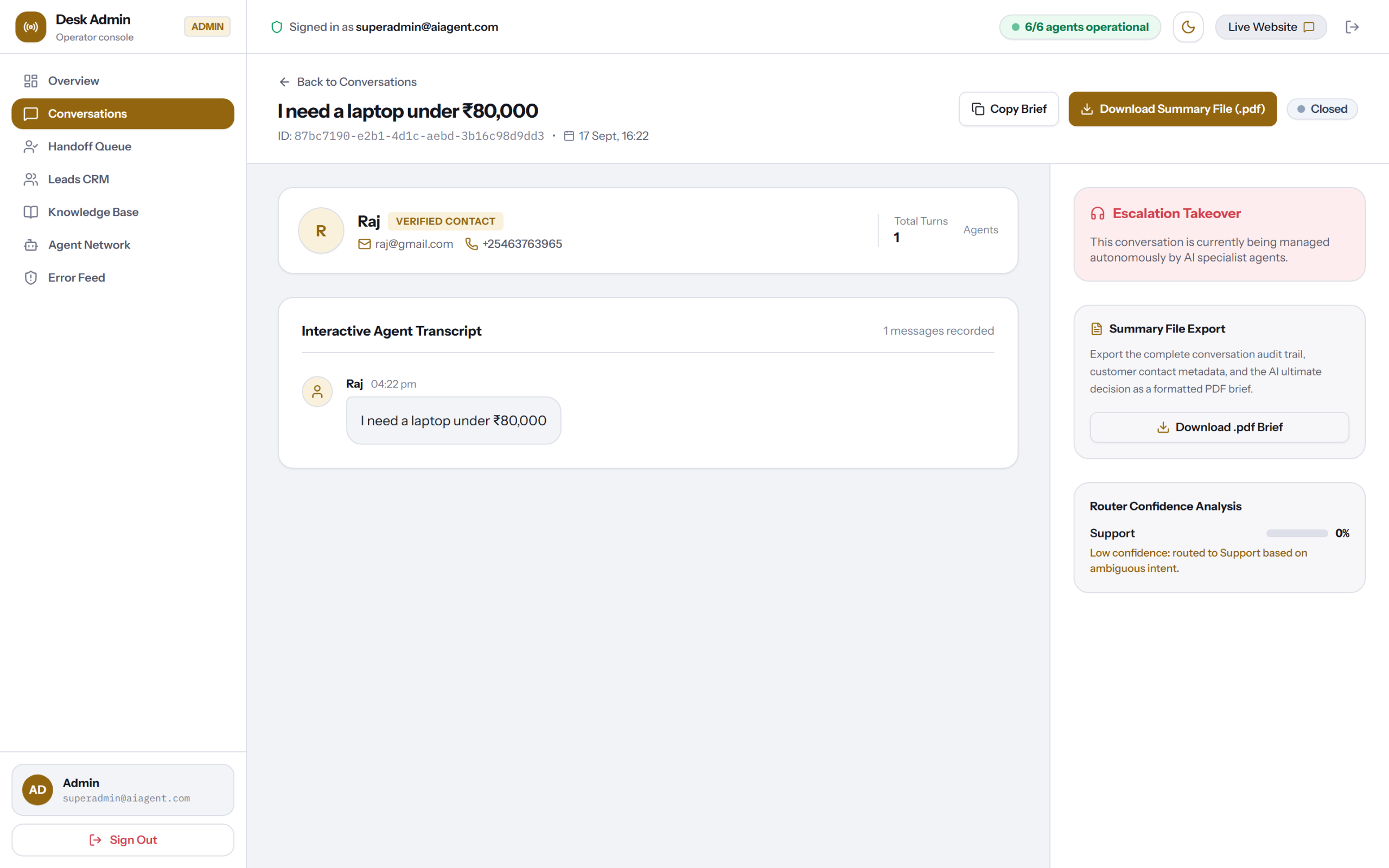 DeskAI Multi-Agent Platform <span>with Six Autonomous AI Specialist Agents</span>