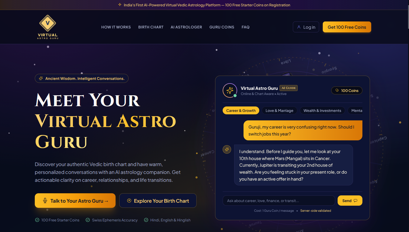 AI-Powered Vedic Astrology Platform <span>with Live Voice Consultations</span>