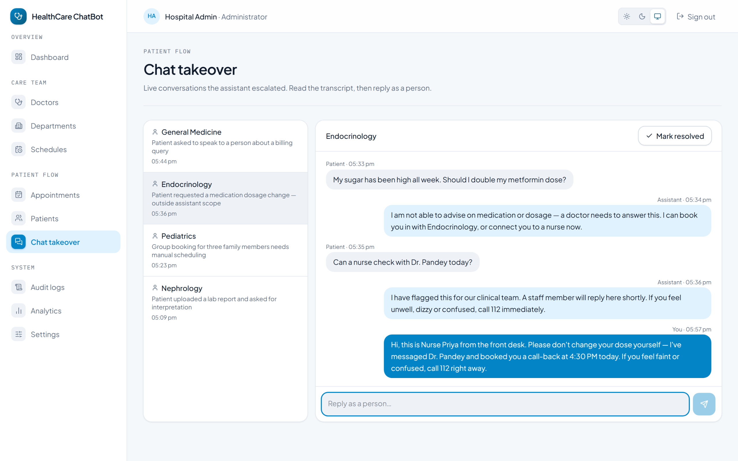HealthCare AI Chatbot & Clinical Appointment Platform <span>with Autonomous Triage & Scheduling</span>